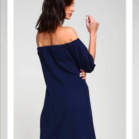 NAVY off the shoulder SHIFT  dress NEW - Picture 4 of 6